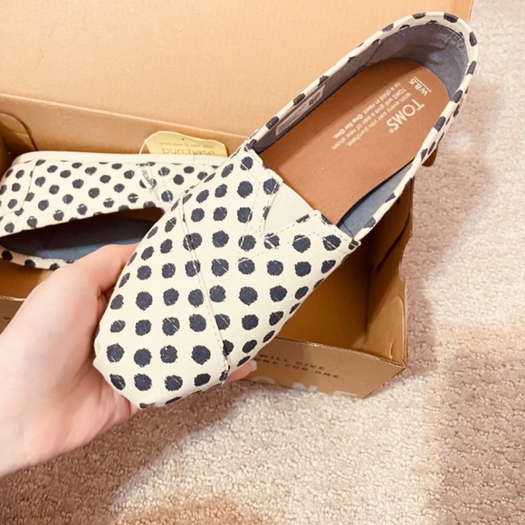 Toms Cream and black white polka dot beige size 8.5 womens new with tags NWT - Picture 3 of 6